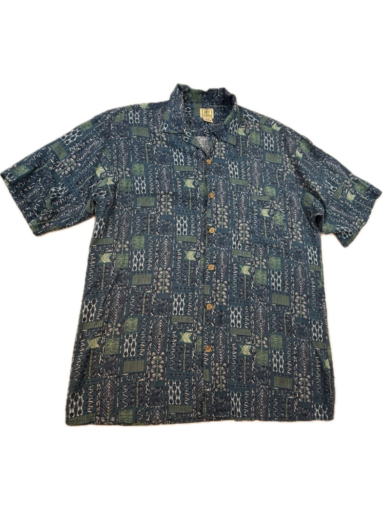 Morro Bay Other - Morro Bay Rayon Hawaiian Shirt Men’s Medium Blue Tribal Geometric Camp Shirt